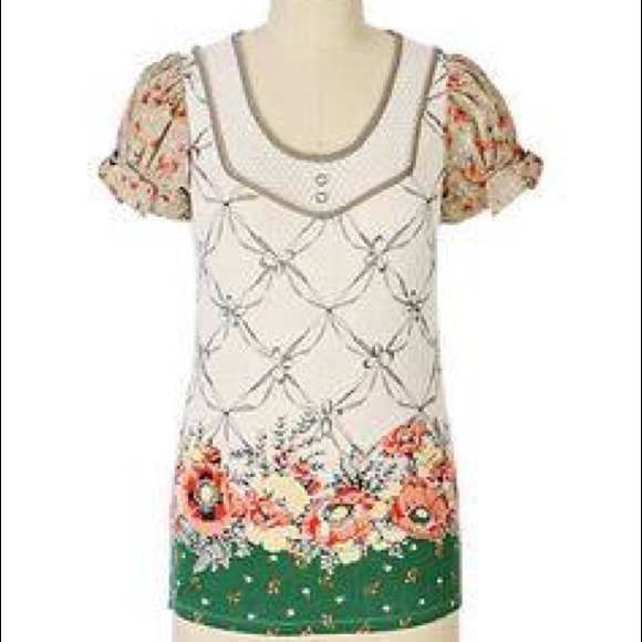 Anthropologie Tops - {Anthro} Little Yellow Button "Ribbon Tracing